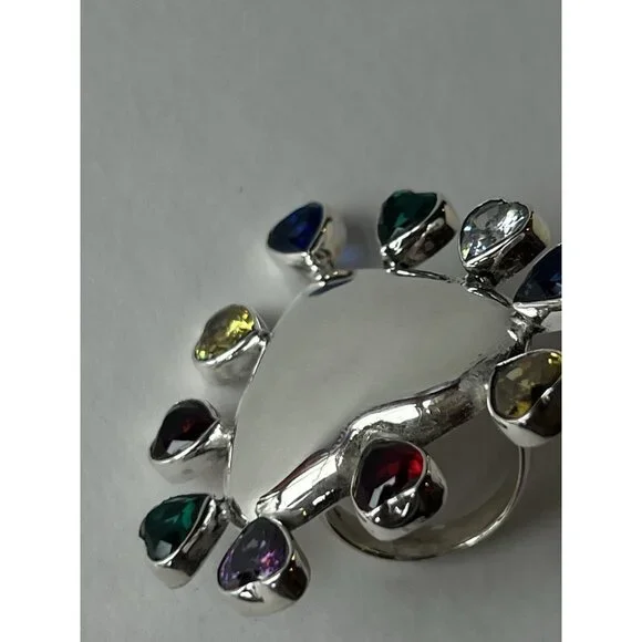 Special Edition Heart Ring 925 Sterling Silver with Multicolor Zirconia - Picture 5 of 14